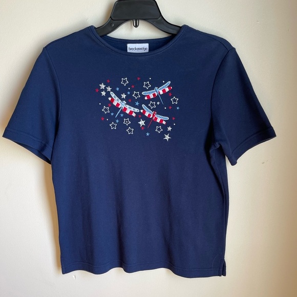 Breckenridge Women’s Vintage Embroidered Dragonfly and Star T-shirt Size Small - Picture 2 of 6